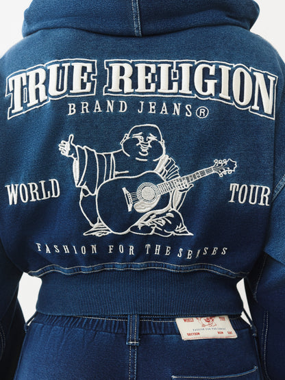 WASHED INDIGO PULLOVER HOODIE