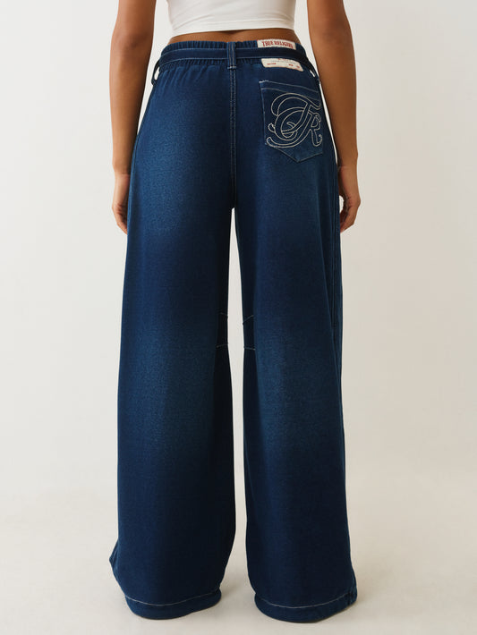 WASHED INDIGO BARREL SWEATPANT
