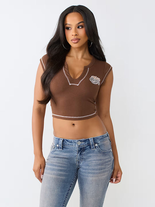 CRYSTAL ICECREAM RIB NOTCH TEE