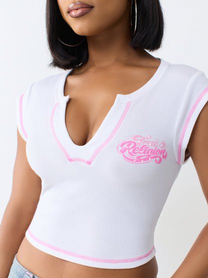 CRYSTAL ICECREAM RIB NOTCH TEE