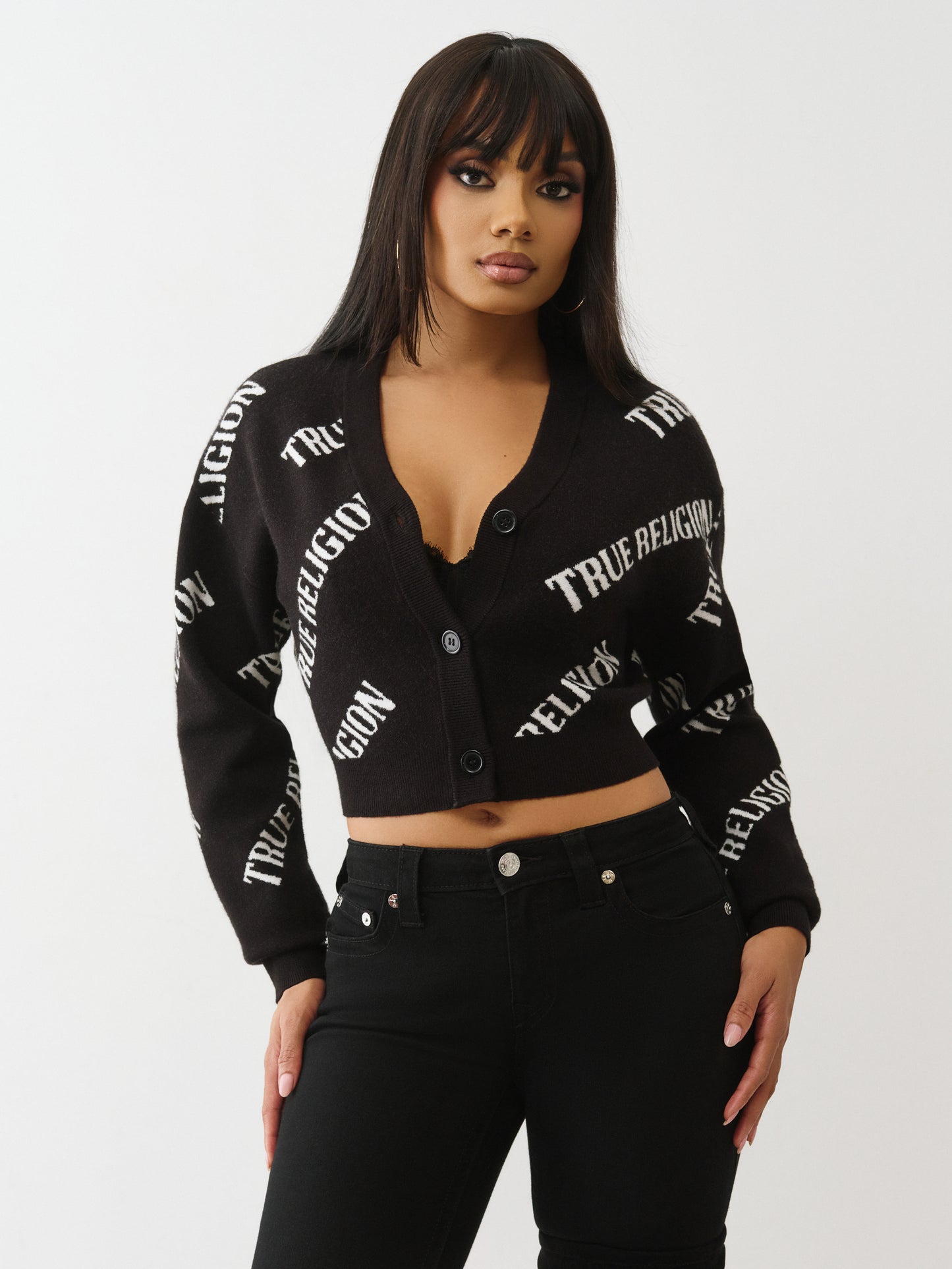 TR AOP CROPPED CARDIGAN