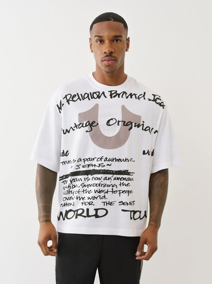 WORLD TOUR SCRIPT SS BOXY TEE