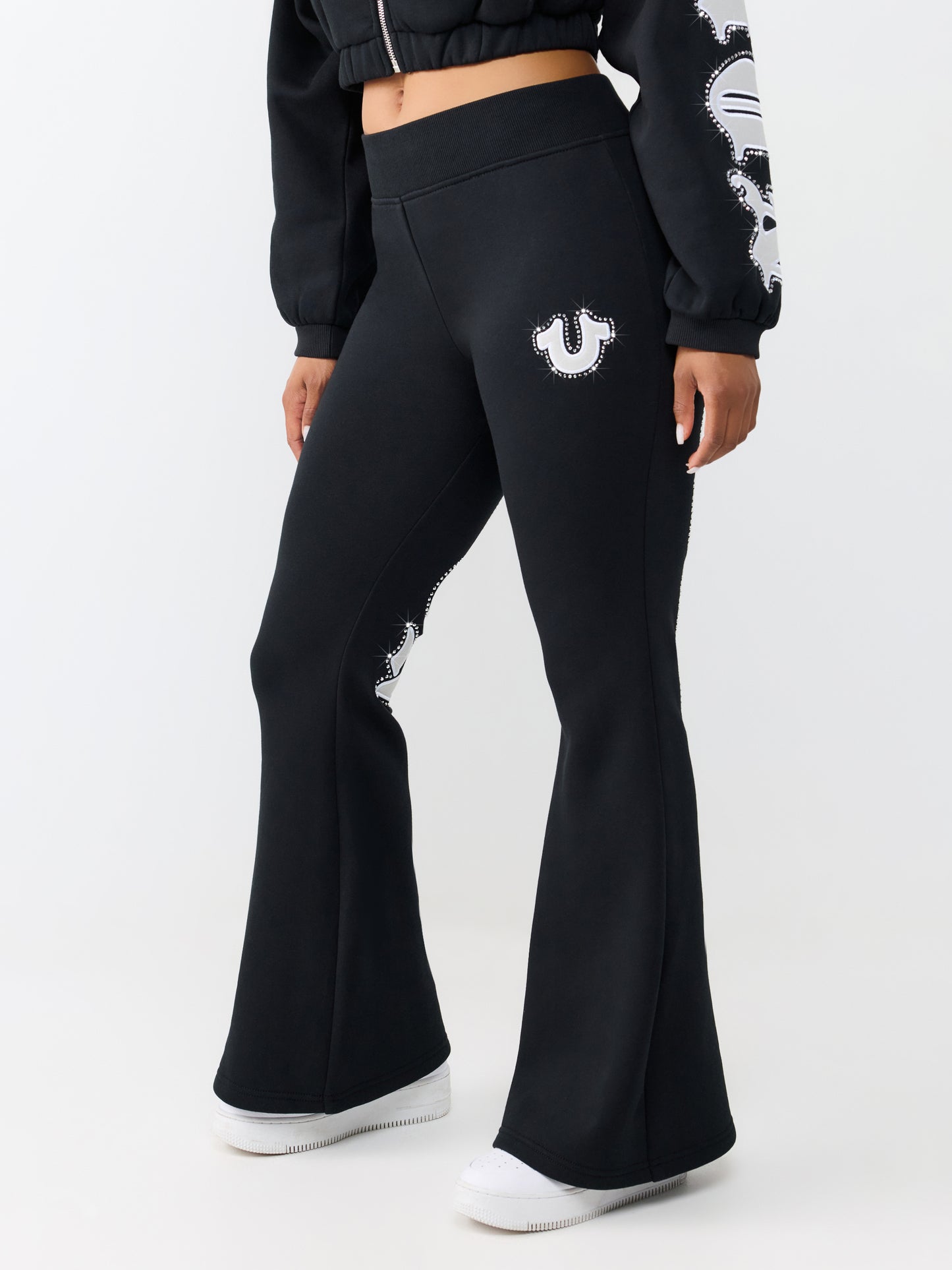 CRYSTAL BRANDED FLARE PANTS