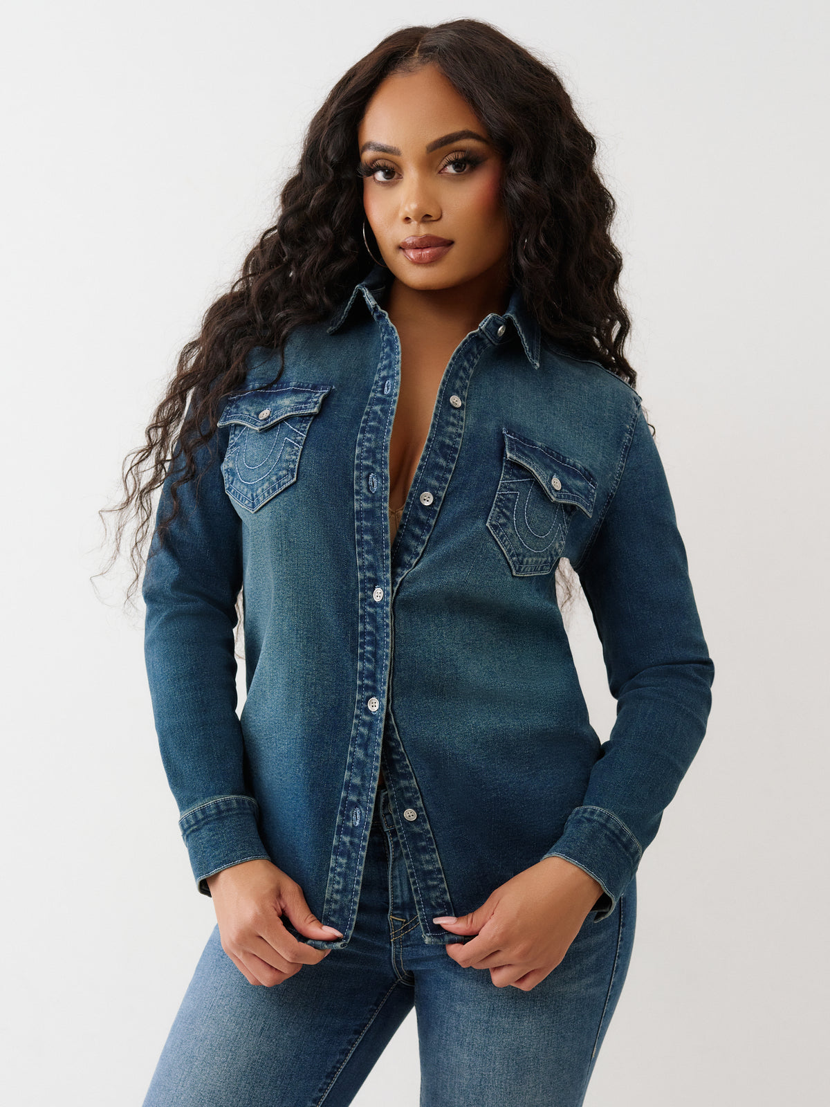 GEORGIA DENIM GLITTER SHIRT