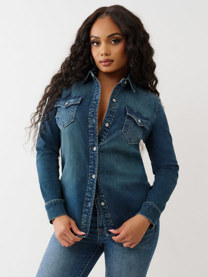 GEORGIA DENIM GLITTER SHIRT