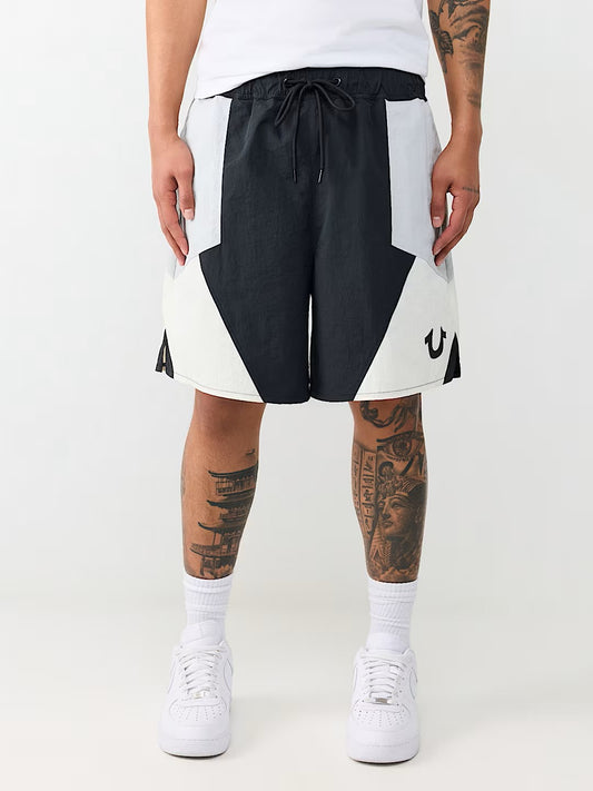 COLOR BLOCK NYLON TRACK SHORT