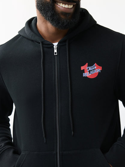 DIAGONAL MATCH ZIP HOODIE