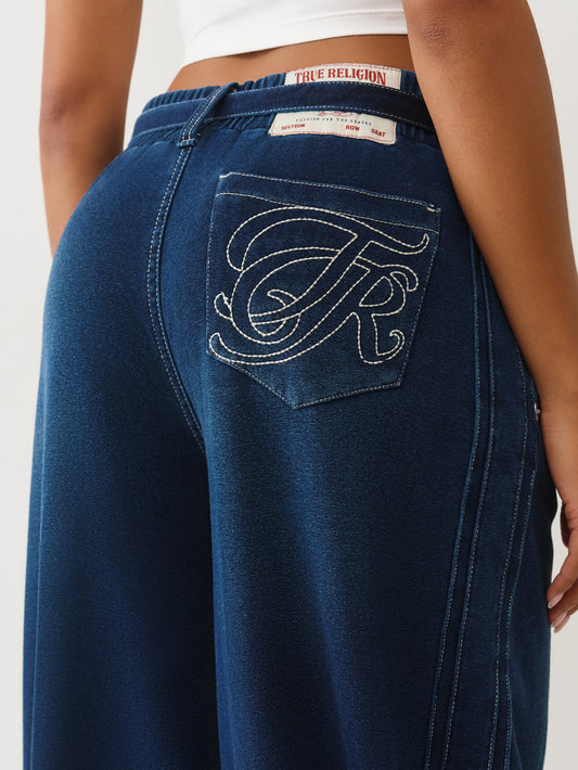 WASHED INDIGO BARREL SWEATPANT
