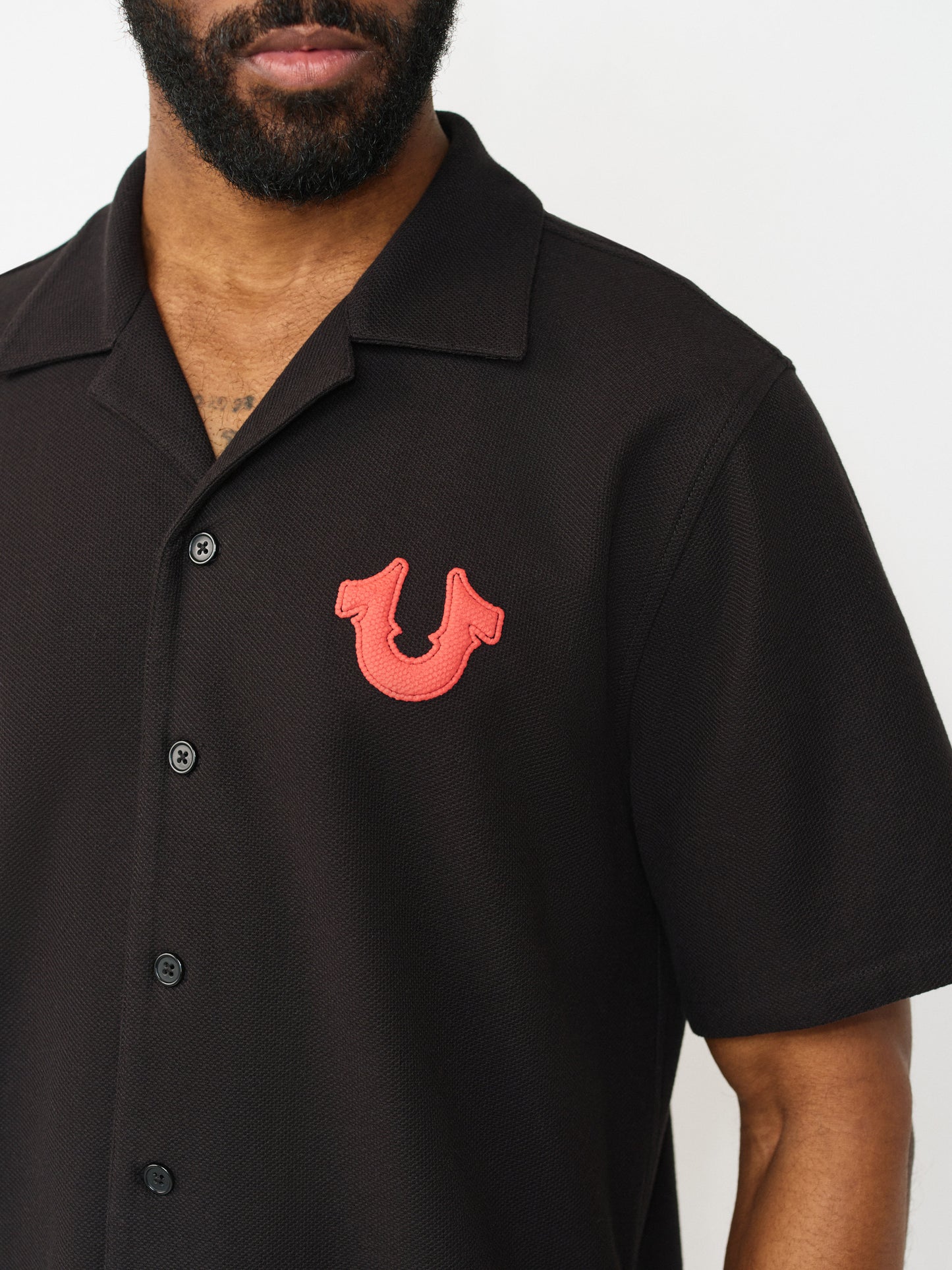 CONTRAST HONEYCOMB PIQUE SHIRT