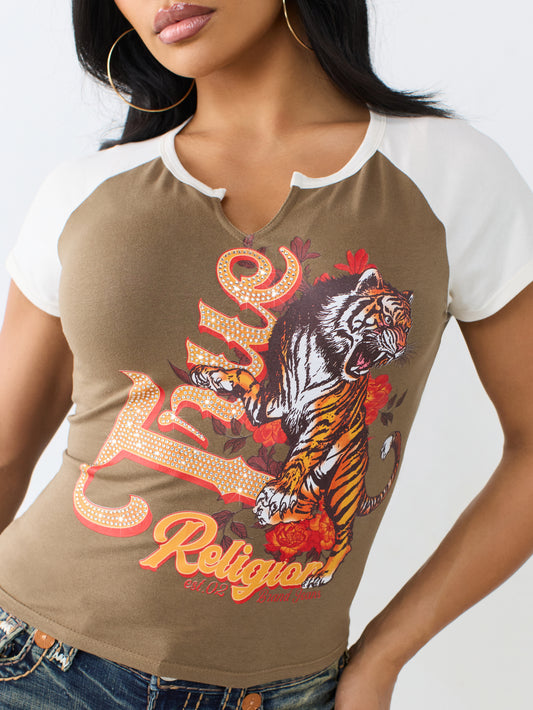 CONTRAST RAGLAN NOTCH BABY TEE