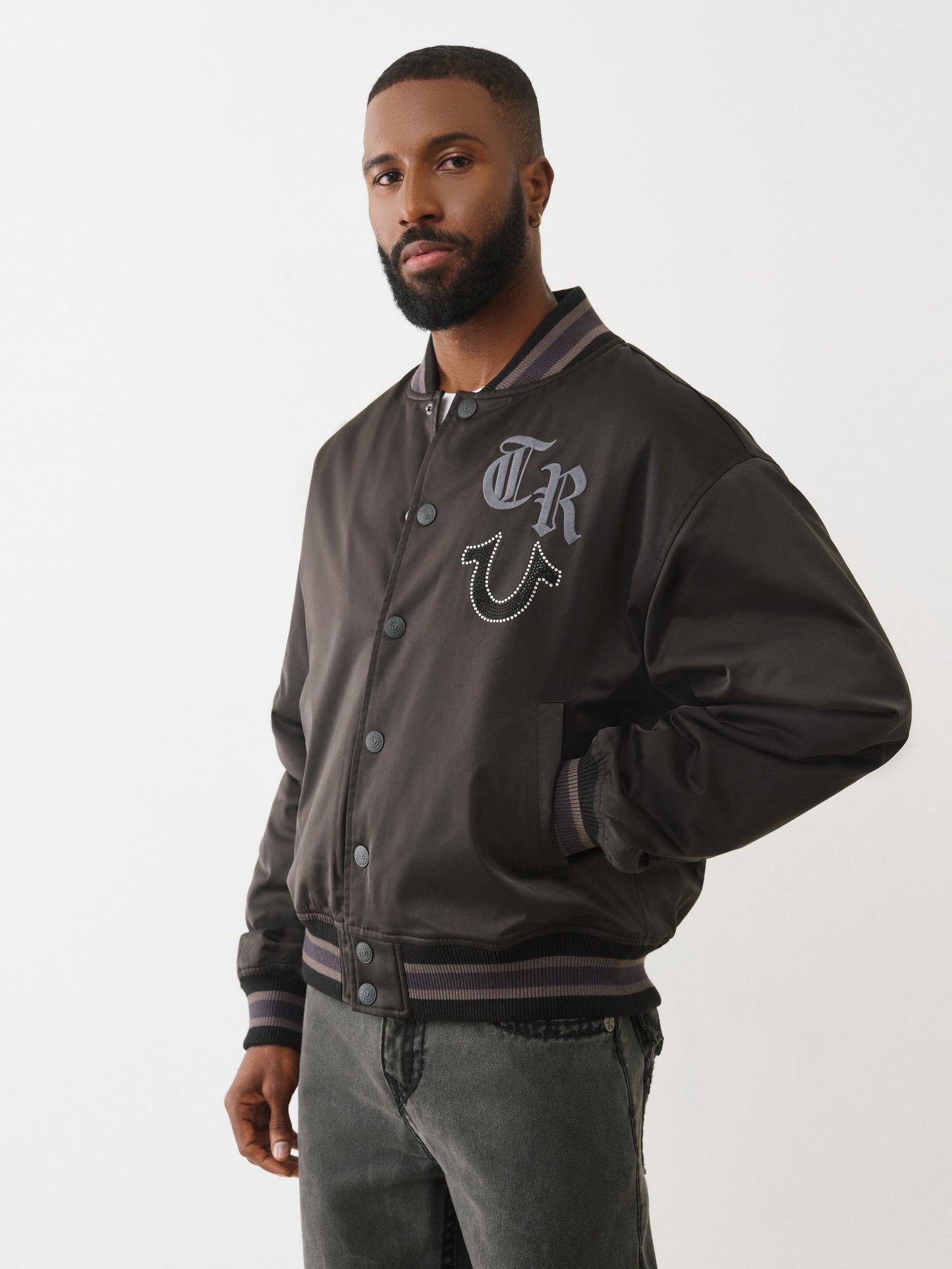 CRYSTAL SATIN RETRO BOMBER