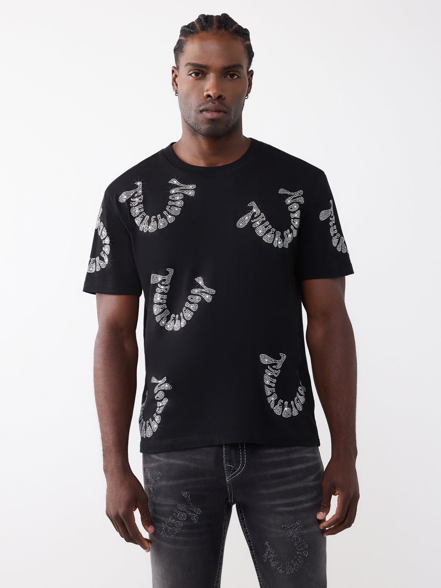 SS WARPED LOGO CRYSTAL TEE