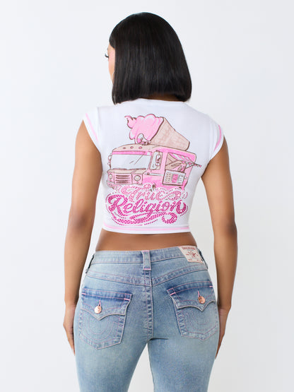 CRYSTAL ICECREAM RIB NOTCH TEE