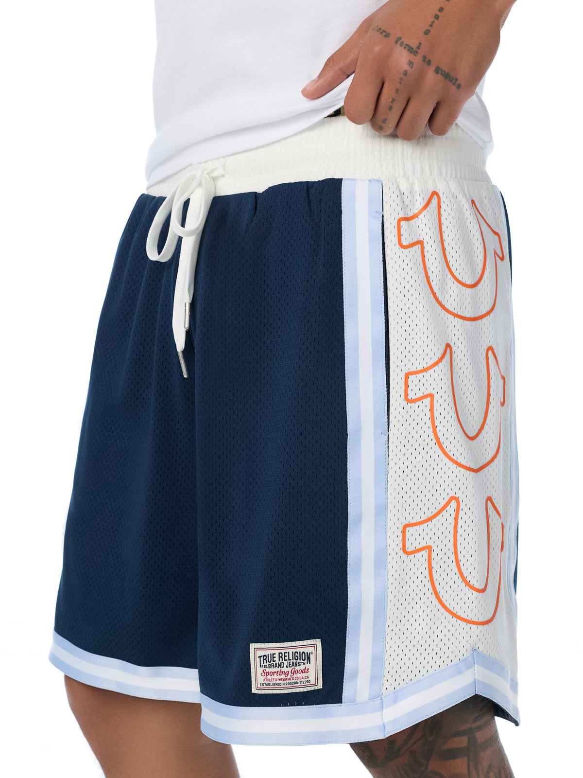 COLOR BLOCK MESH BBALL SHORTS