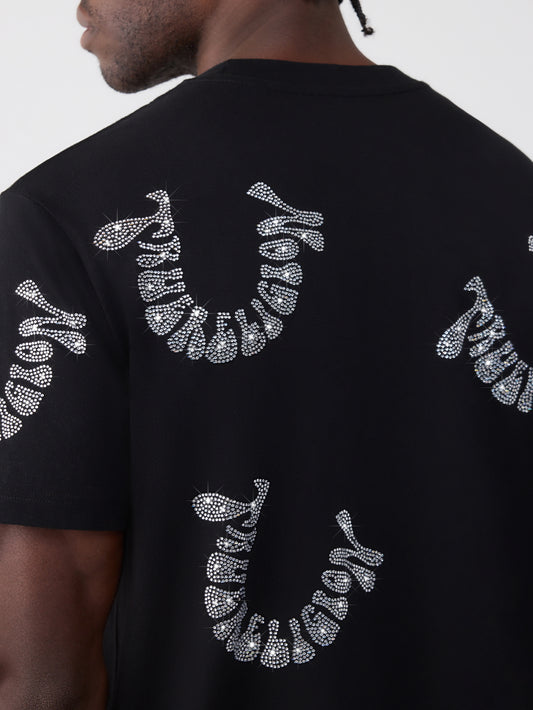 SS WARPED LOGO CRYSTAL TEE