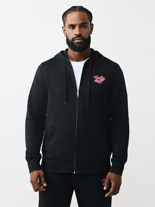 DIAGONAL MATCH ZIP HOODIE