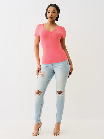 VNECK HS SS HENLEY