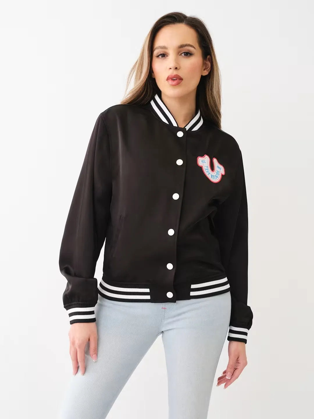 HORSESHOE SATIN VARSITY BOMBER JACKET - TRUE RELIGION MEXICO