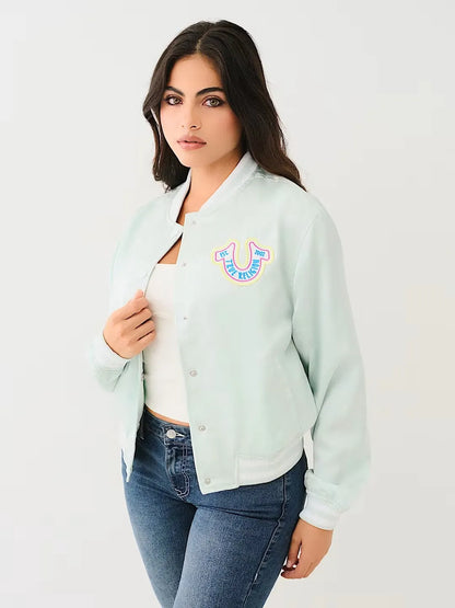 HORSESHOE SATIN VARSITY BOMBER JACKET - TRUE RELIGION MEXICO