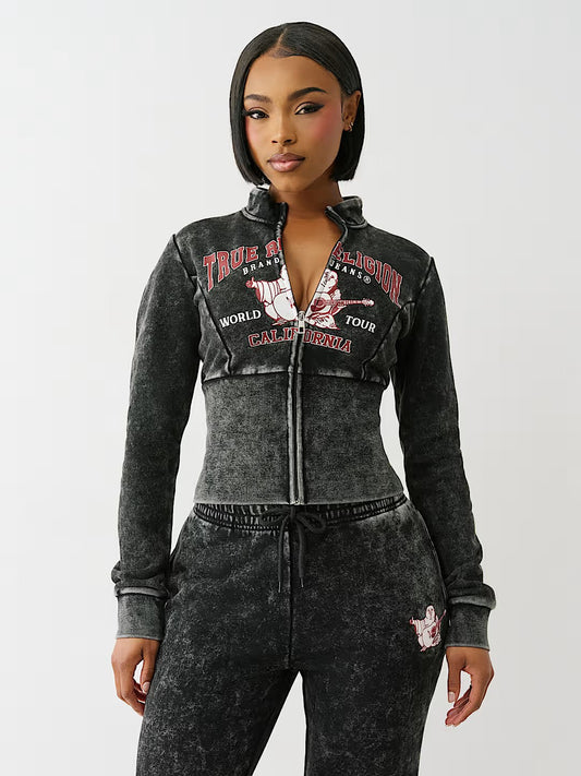 HIGH RIB SHRUNKEN ZIP HOODIE