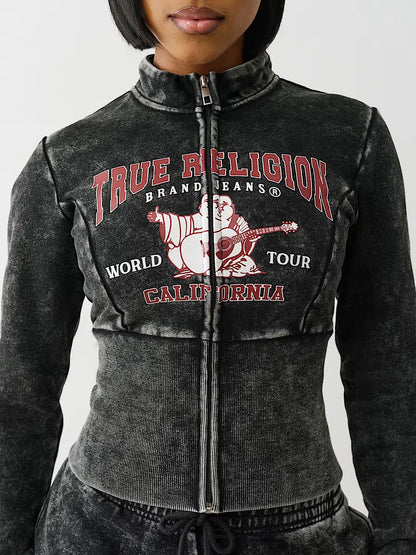 HIGH RIB SHRUNKEN ZIP HOODIE