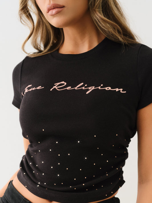 SCATTER CRYSTAL RUCHED TEE
