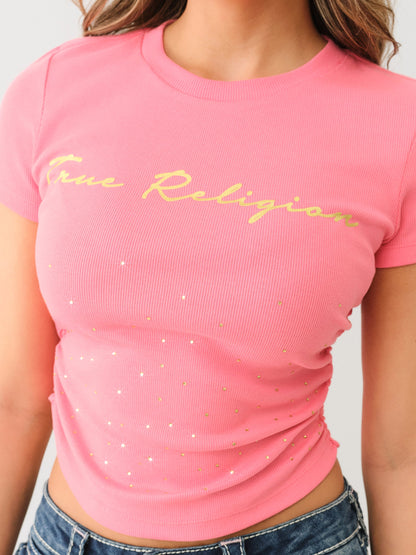 SCATTER CRYSTAL RUCHED TEE