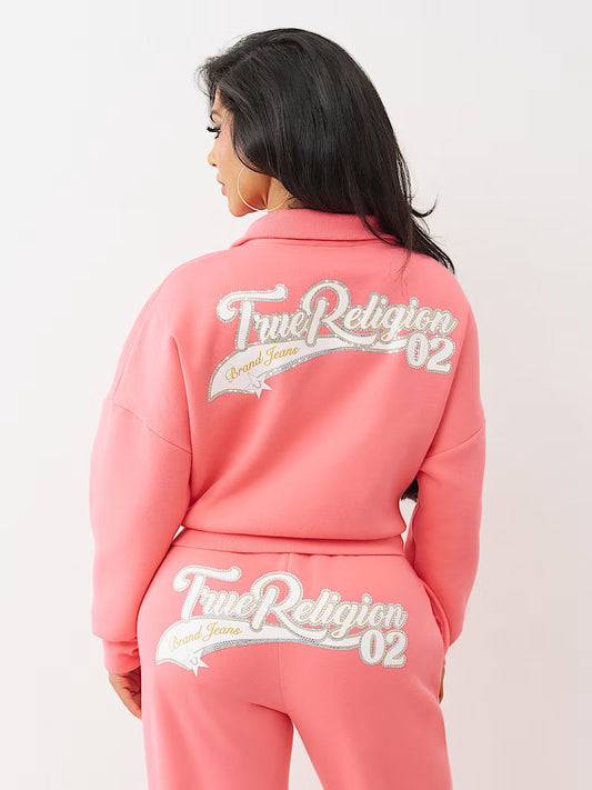VARSITY HALF ZIP PO HOODIE