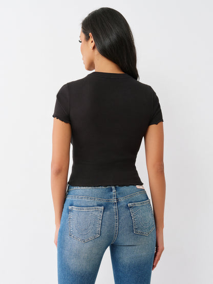 LETTUCE RIB SEQUIN BB TEE