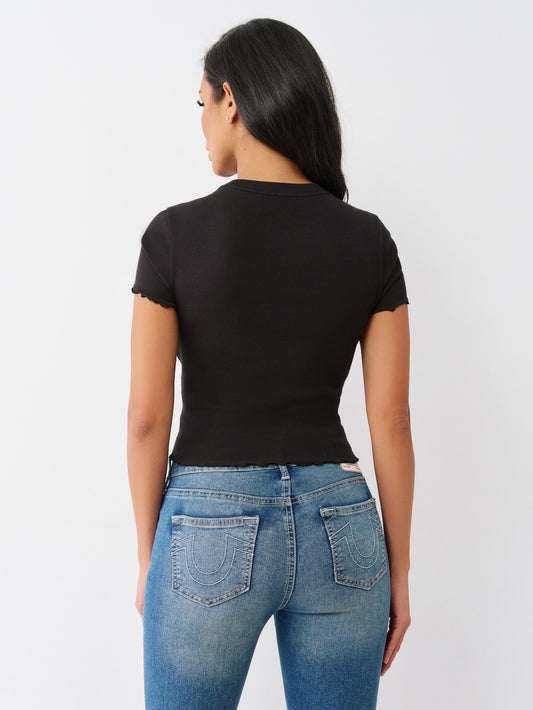 LETTUCE RIB SEQUIN BB TEE