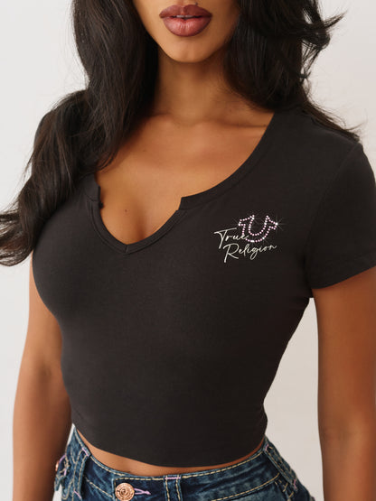 SCRIPT TR BB NOTCH TEE