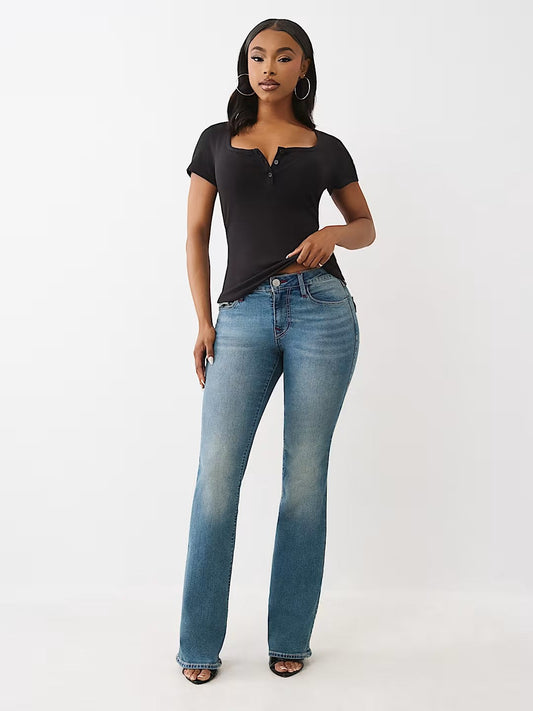 BECCA SN MID RISE FLAP BOOTCUT