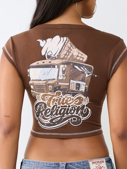 CRYSTAL ICECREAM RIB NOTCH TEE