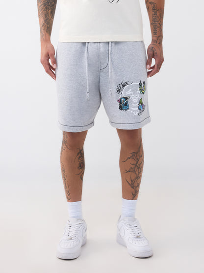BUDDHA FACE BIG T FLEECE SHORT