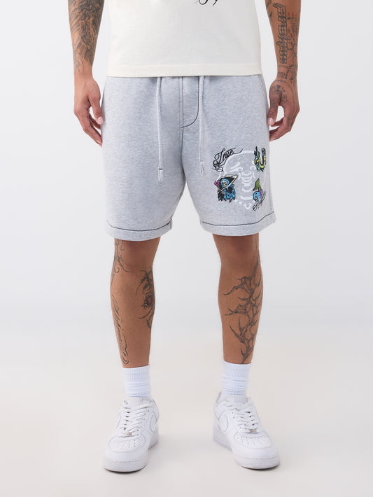 BUDDHA FACE BIG T FLEECE SHORT