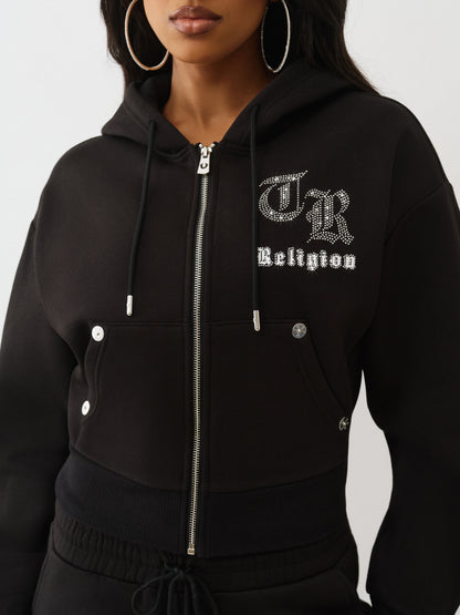 CRYSTAL CROPPED ZIP HOODIE