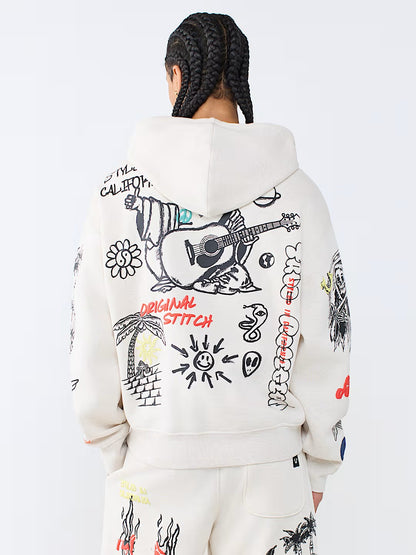 SKETCHED LOGO BOXY HOODIE