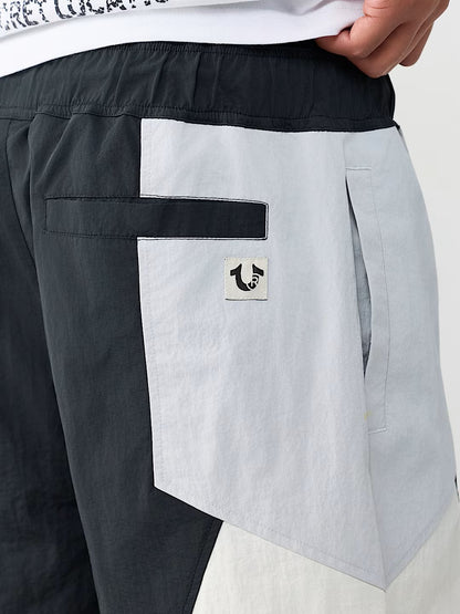 COLOR BLOCK NYLON TRACK SHORT