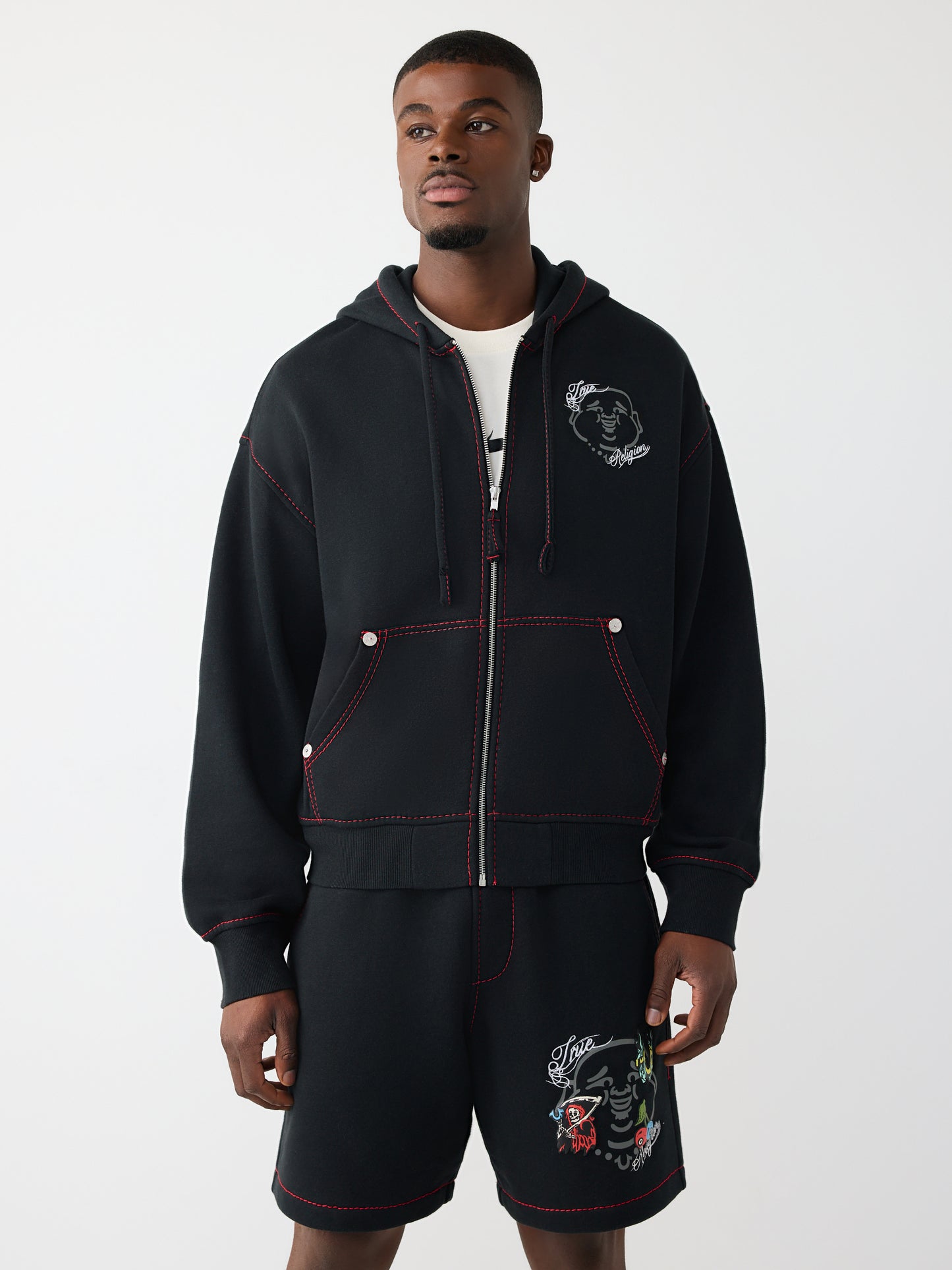 BUDDHA FACE BIG T BOXY ZIP UP