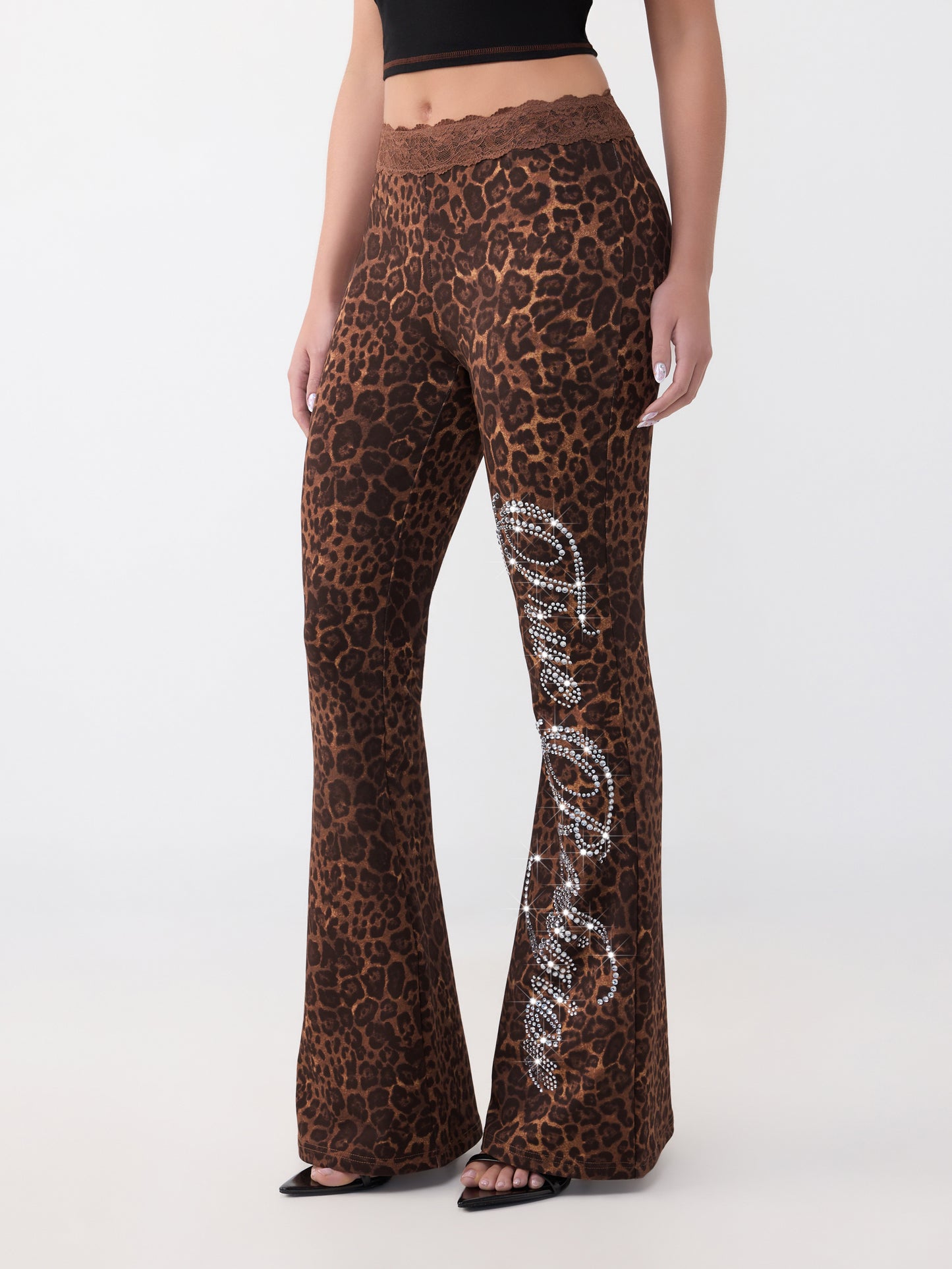 CRYSTAL LACE WAIST BOOTCUT PAN