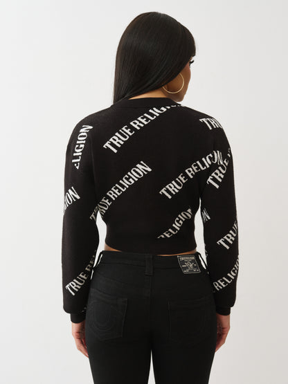 TR AOP CROPPED CARDIGAN