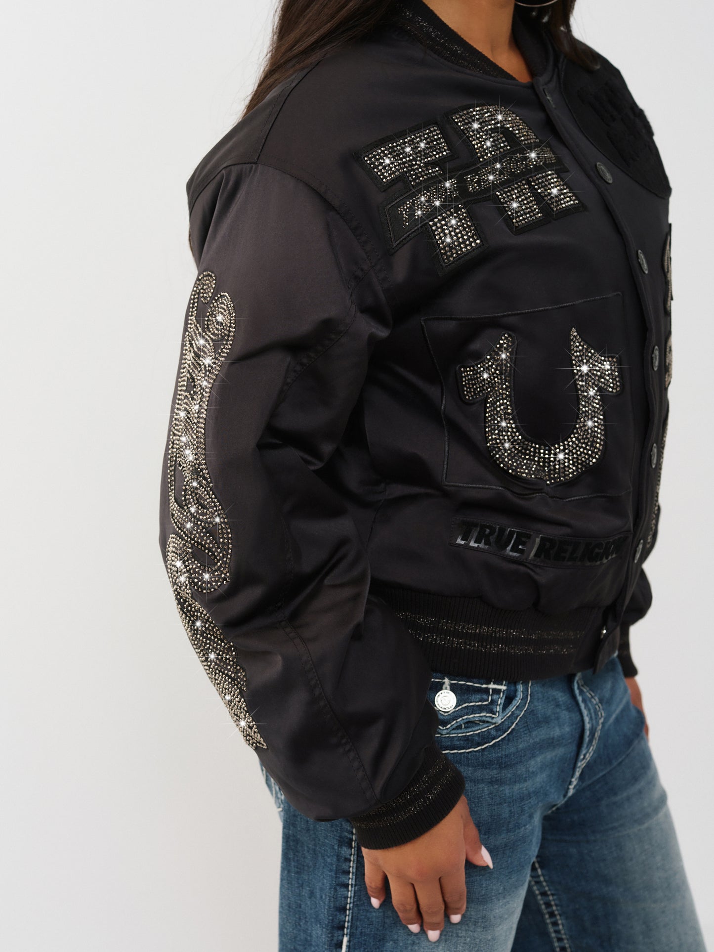 CRYSTAL BRANDED NYLON BOMBER