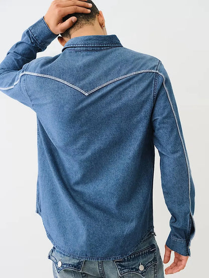 CHAMBRAY LS FLAT LOCK STITCH - TRUE RELIGION MEXICO