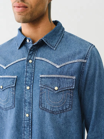 CHAMBRAY LS FLAT LOCK STITCH - TRUE RELIGION MEXICO