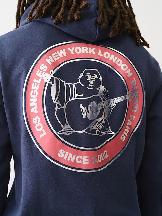 METALLIC CITY BUDDHA ZIP HOODIE