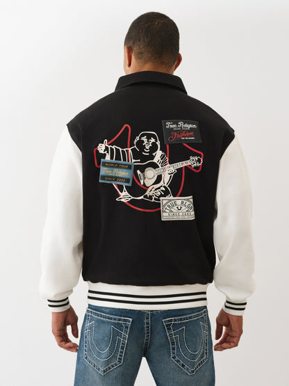 COLLARED PATCH FLEECE VARSITY