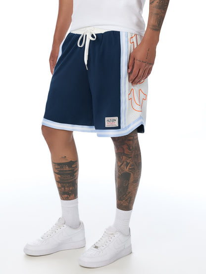 COLOR BLOCK MESH BBALL SHORTS
