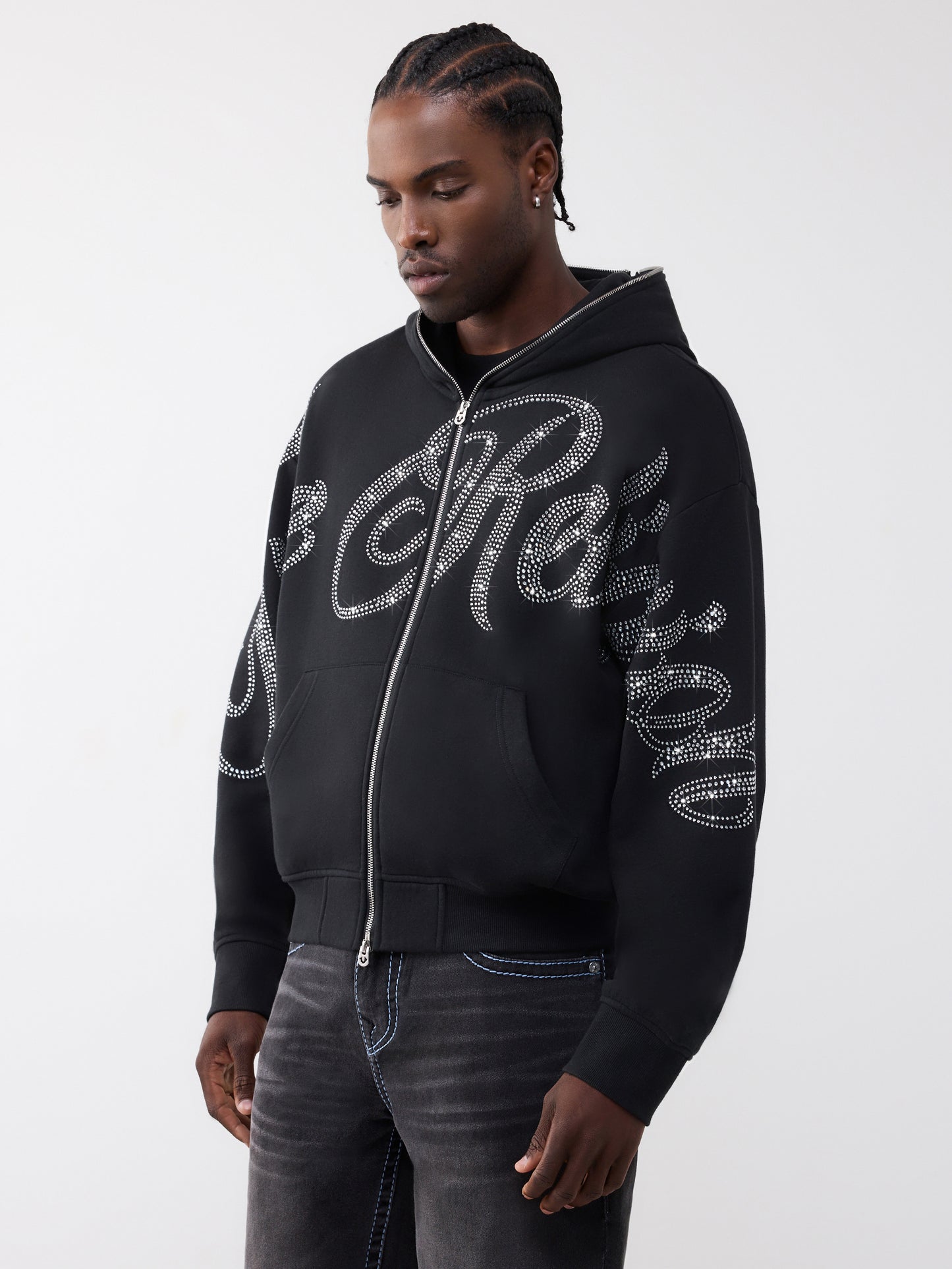 CRYSTAL SCRIPT BOXY ZIP UP
