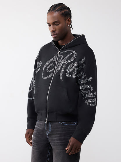 CRYSTAL SCRIPT BOXY ZIP UP