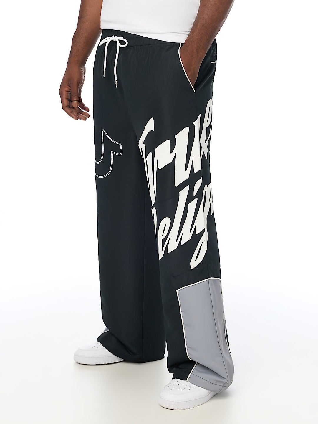 HS LOGO BAGGY NYLON PANTS